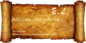 Rónay Lóránt névjegykártya
